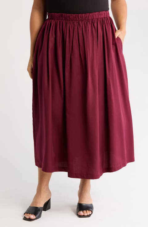 Flared Midi Skirt (Plus)