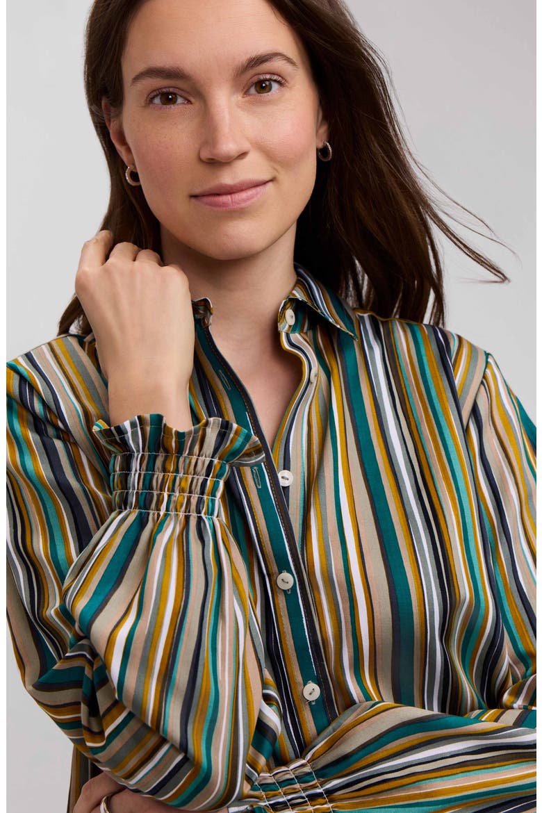 Vivienne Stripe Cotton Poplin Button-Up Shirt, Alternate, color, GREEN/ WHITE MULTI