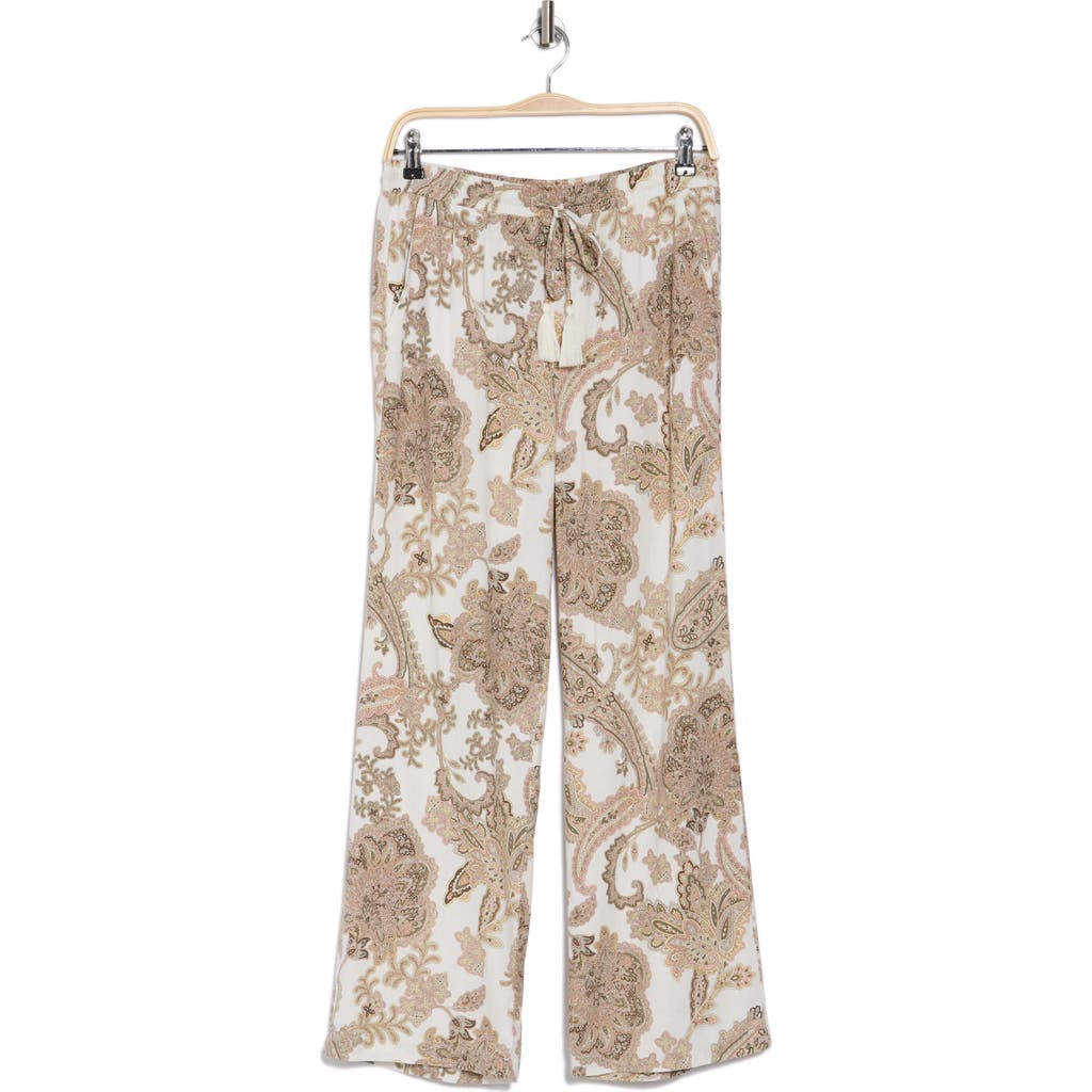 Ellen Tracy Wide-leg Pants In Ivory Multi Paisley