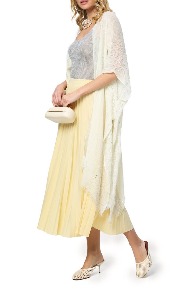 SAACHI Shimmering Sequin Ruana, Alternate, color, Ivory