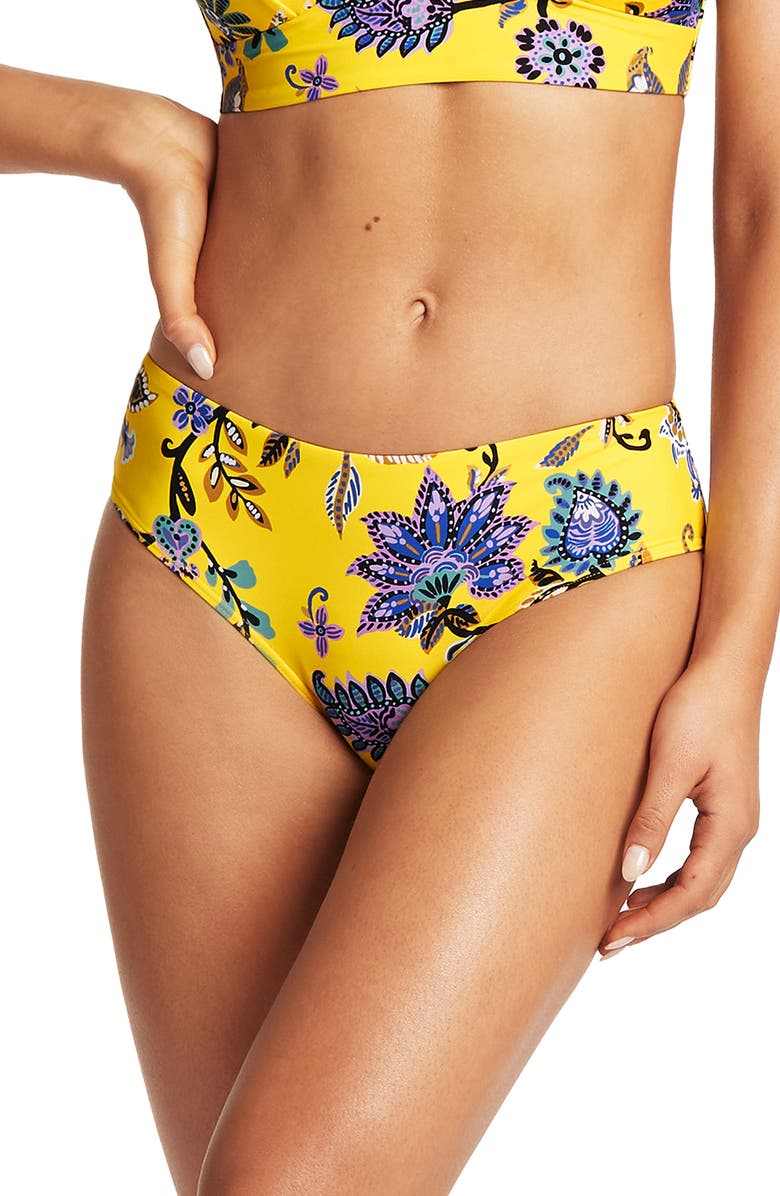 Sea Level Mid Bikini Bottoms, Main, color, Citrus