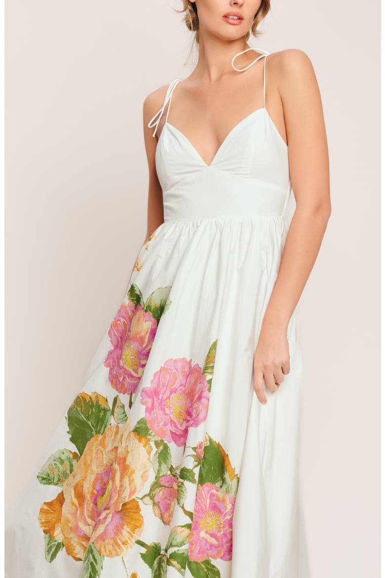 Floral Cotton Midi Sundress, Alternate, color, IVORY