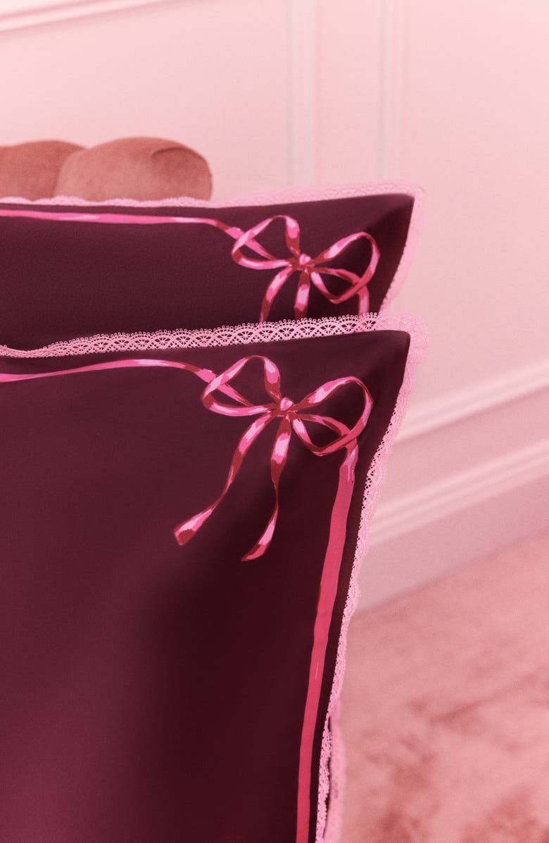 slip Lace Pure Silk Queen Pillowcase, Alternate, color, Crimson Kiss