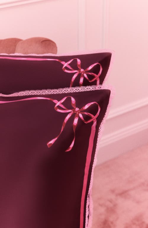 Slip Lace Pure Silk Queen Pillowcase In Burgundy