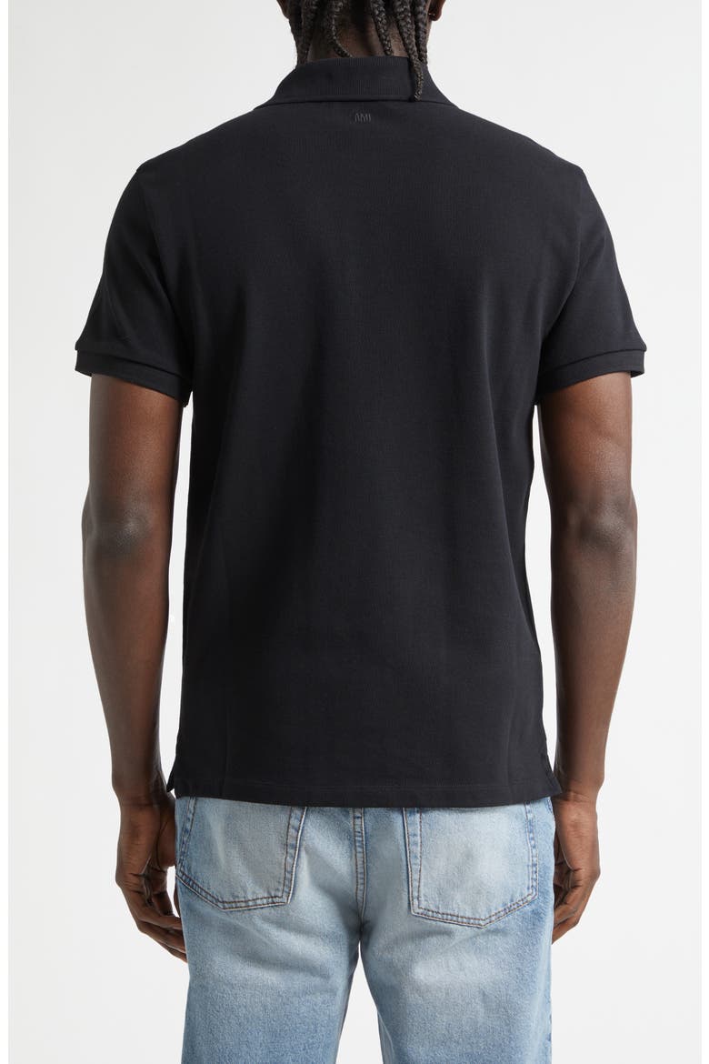 Ami de Coeur Embroidered Cotton Piqué Polo, Alternate, color, NOIR/ BLANC CREME