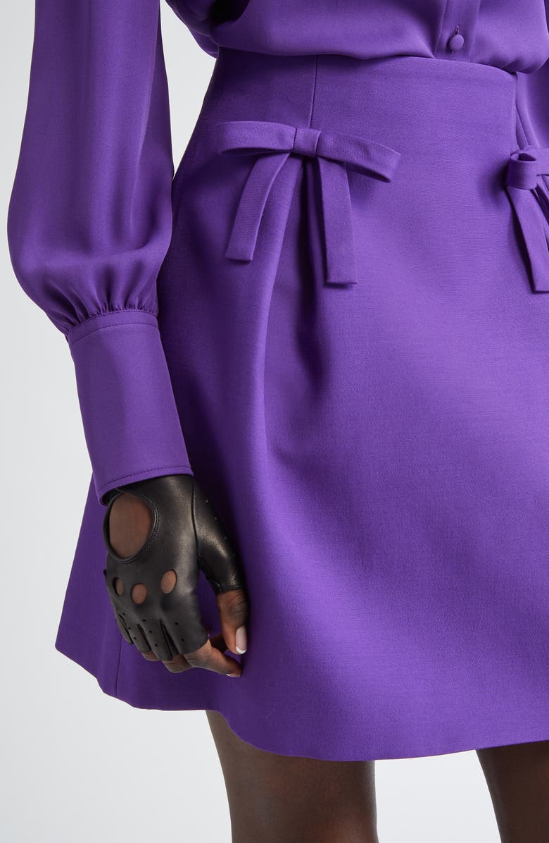 Valentino Garavani Bow Detail Crepe Couture Miniskirt, Alternate, color, 