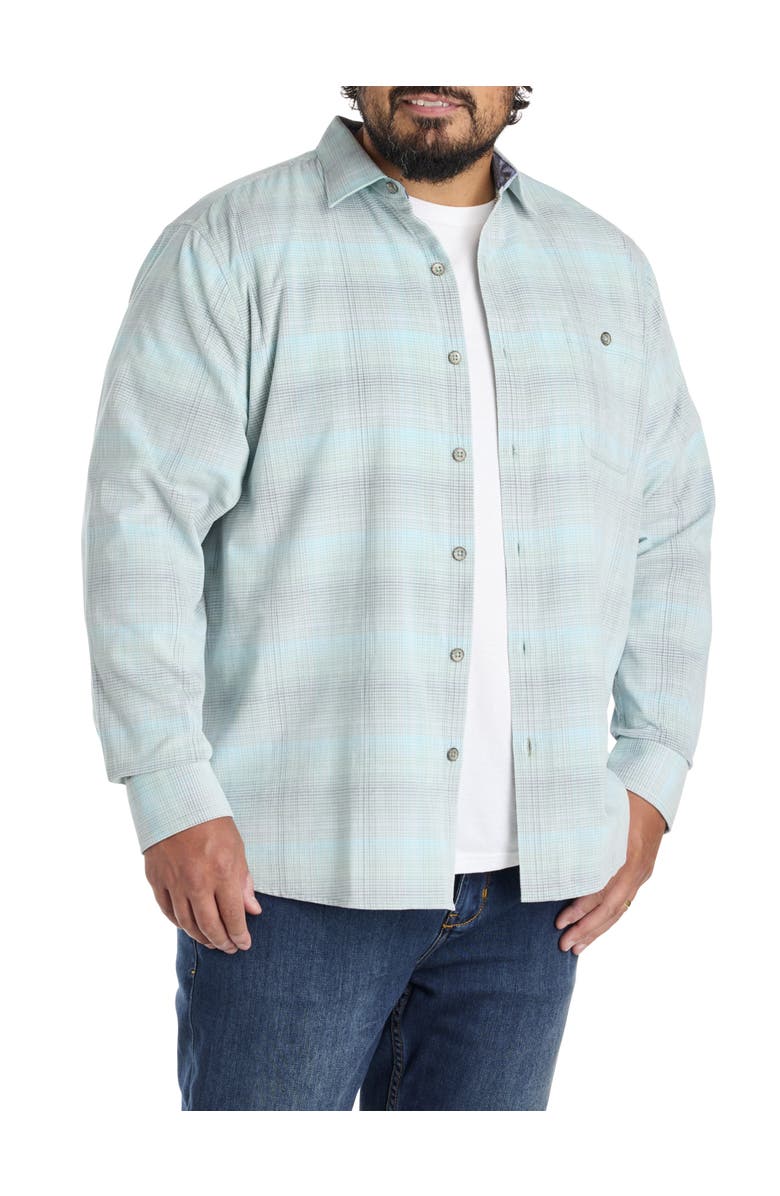 Tommy Bahama Big & Tall Coastline Cord Mesa Plaid Sport Shirt, Main, color, Baby Fern