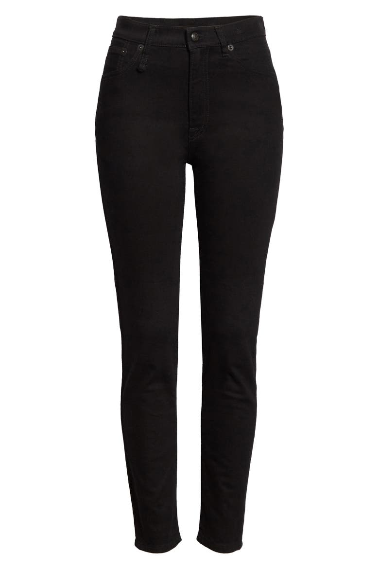 High Waist Skinny Jeans, Alternate, color, RINSED BLACK