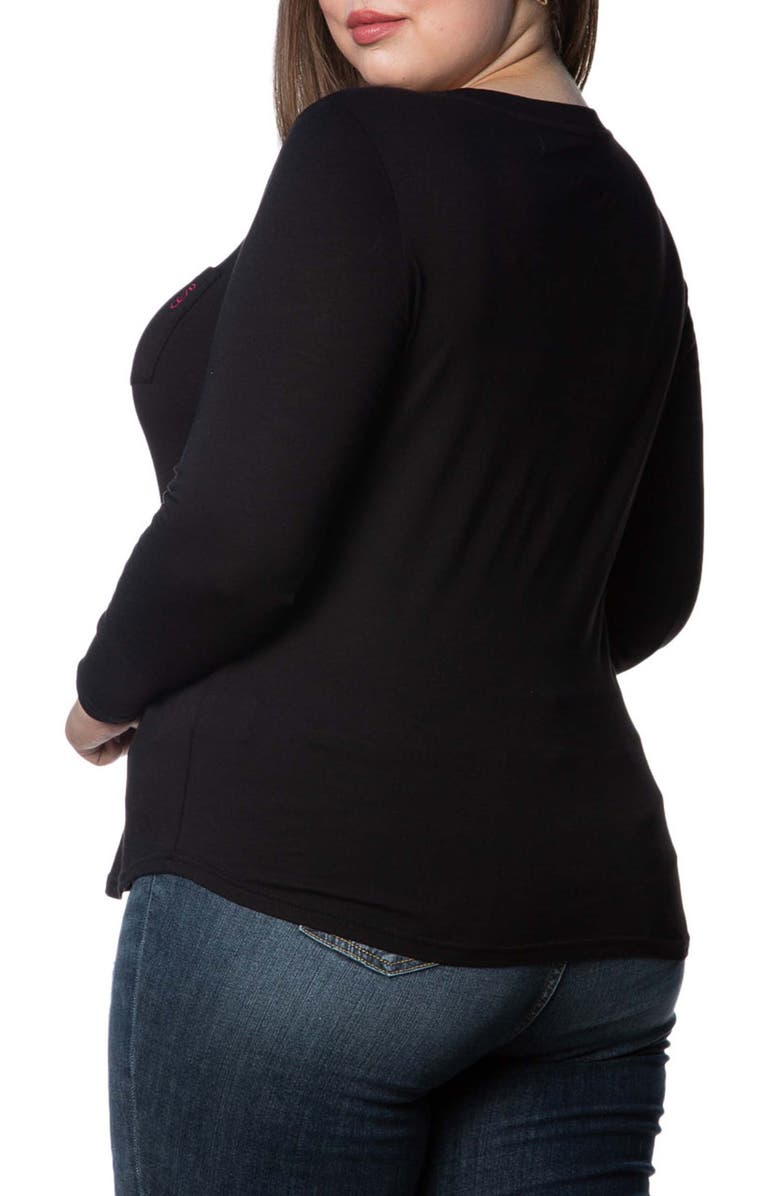 SLINK Jeans V-Neck Long Sleeve Pocket T-Shirt, Alternate, color, Black