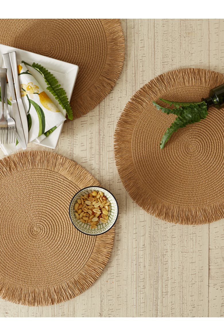 Natural Fringe Woven Round Placemat Set/6, Alternate, color, Natural