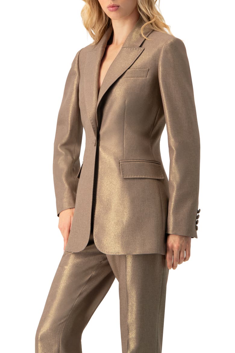 Sparkling Blazer with Flap Pockets, Alternate, color, Brown