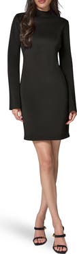 Donna Karan New York Mock Neck Long Sleeve Heavy Scuba Crepe Minidress