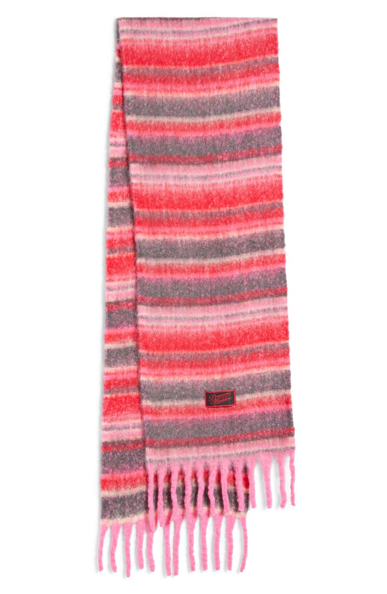 Damson Madder Fluffy Stripe Scarf, Alternate, color, Pink
