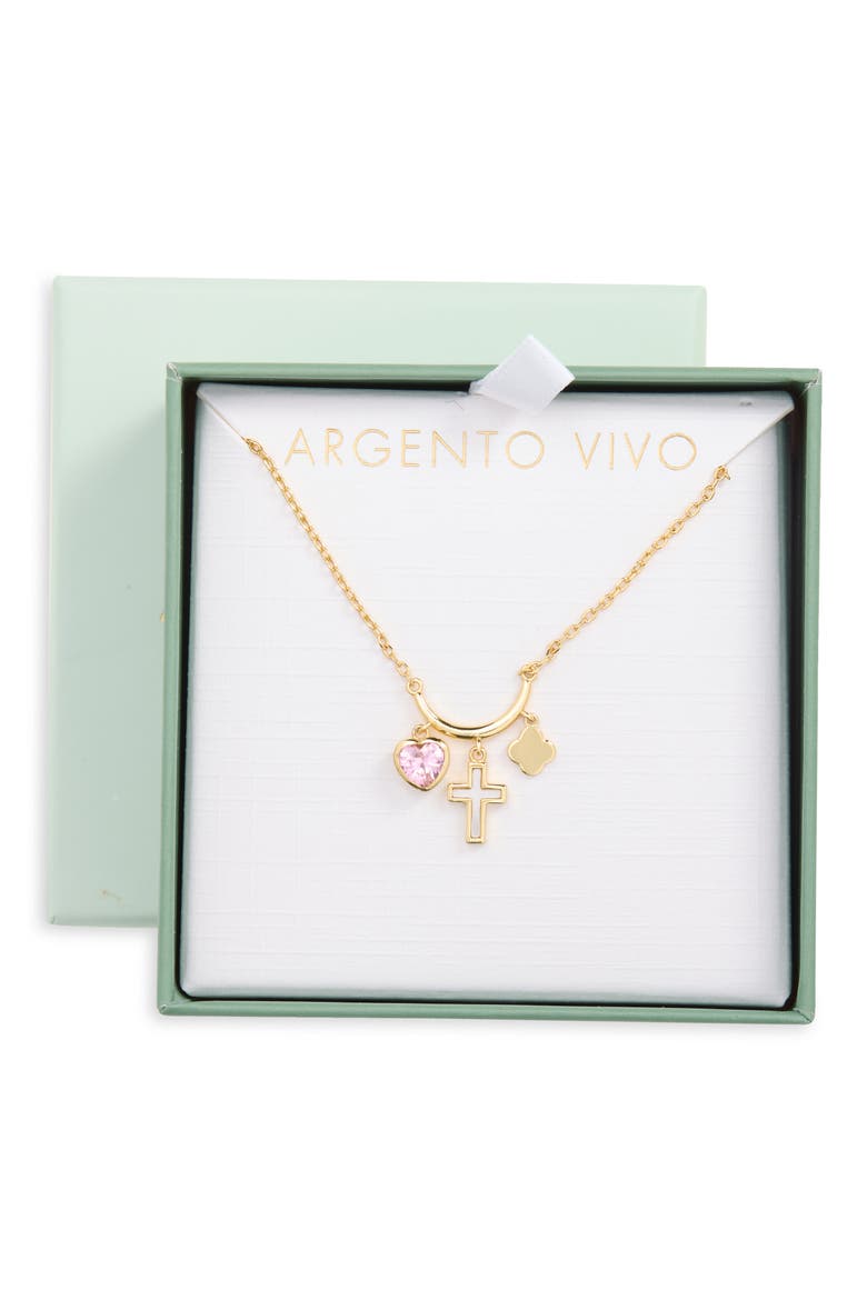 Crystal & Mother-of-Pearl Charm Pendant Necklace, Main, color, GOLD