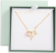 Argento Vivo Sterling Silver Crystal & Mother-of-Pearl Charm Pendant Necklace