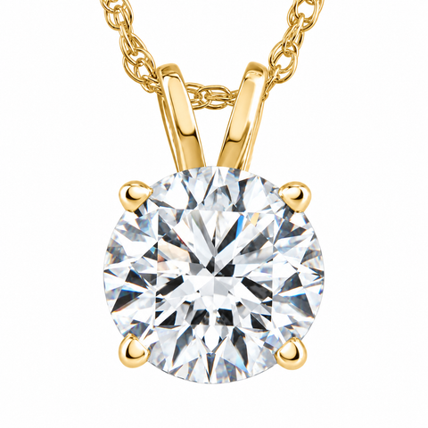 1 1/4ct Lab Grown Solitaire Diamond Pendant Gold Necklace