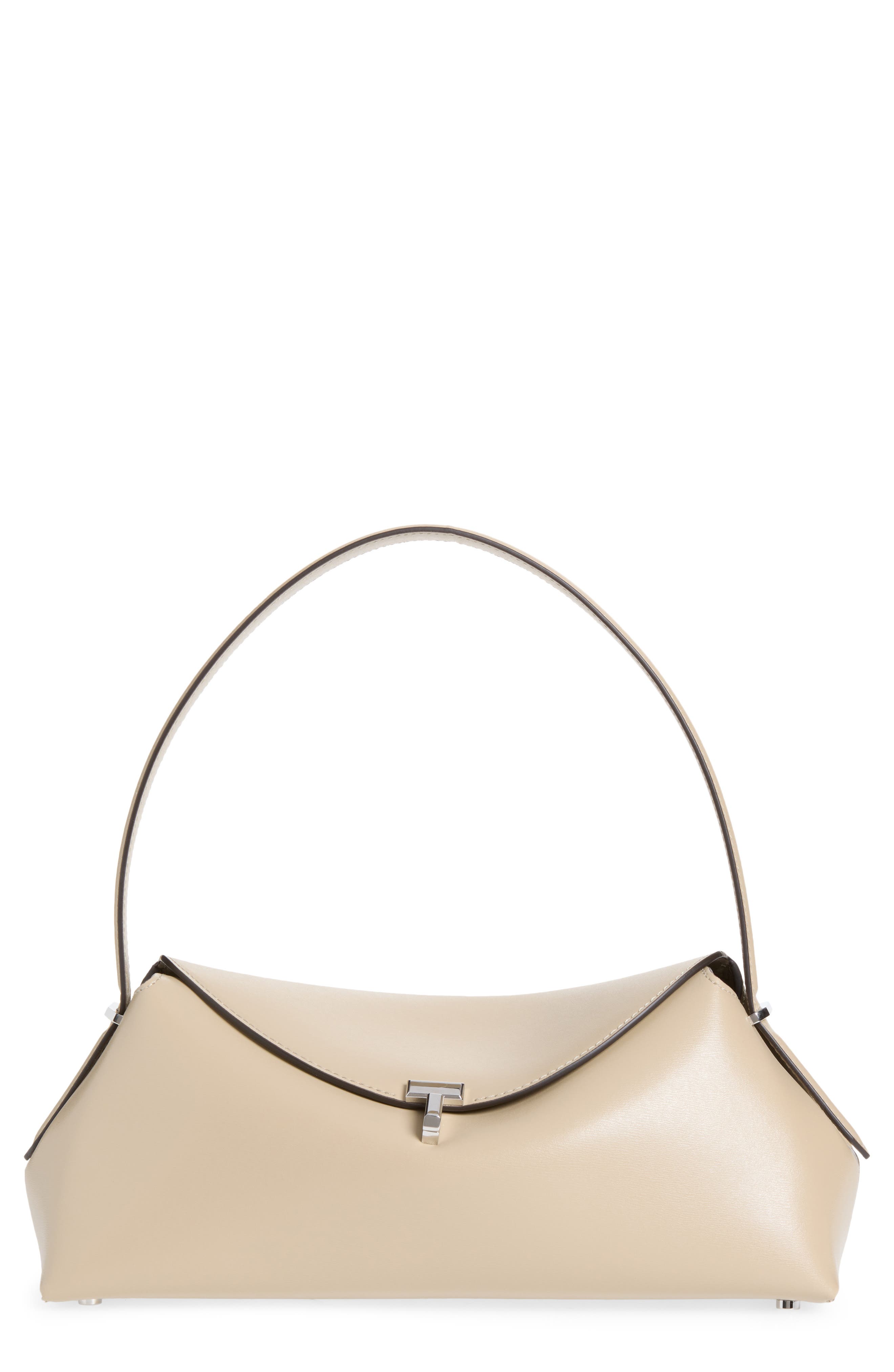 T-Lock Leather Shoulder Bag, Main, color, FAWN