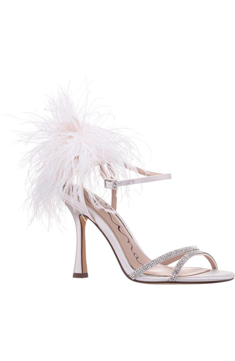 Nina Demi Faux Feather Ankle Strap Sandal, Main, color,
