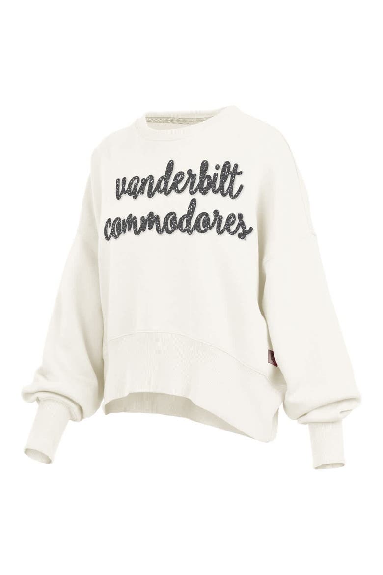 Women's Pressbox Cream Vanderbilt Commodores Oversized Chelsea Waist Length Pullover Sweatshirt, Alternate, color, Cream