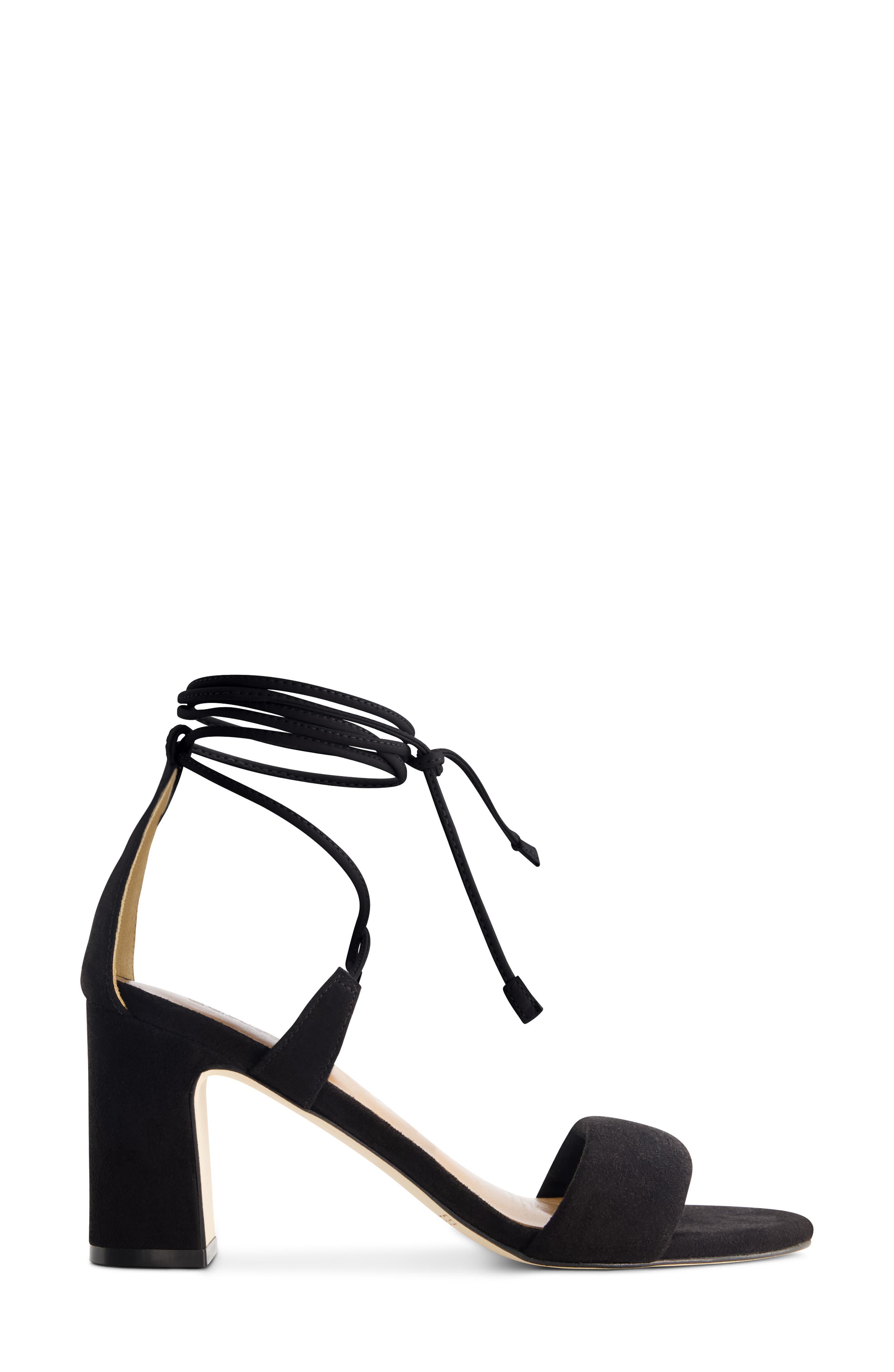 Bernardo Ieda Ankle Tie Sandal, Alternate, color, Black Kid Suede