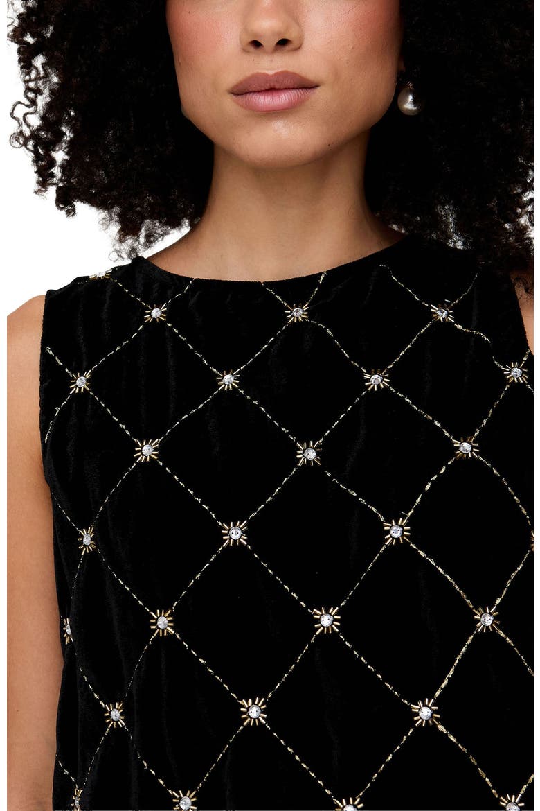 Chiva Beaded Velvet Top, Alternate, color, Black