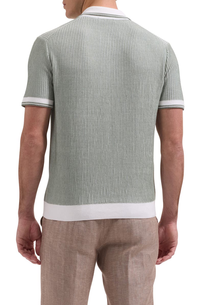 Bugatchi Ottoman Stitch Cotton & Silk Quarter Zip Polo Sweater, Alternate, color, Khaki