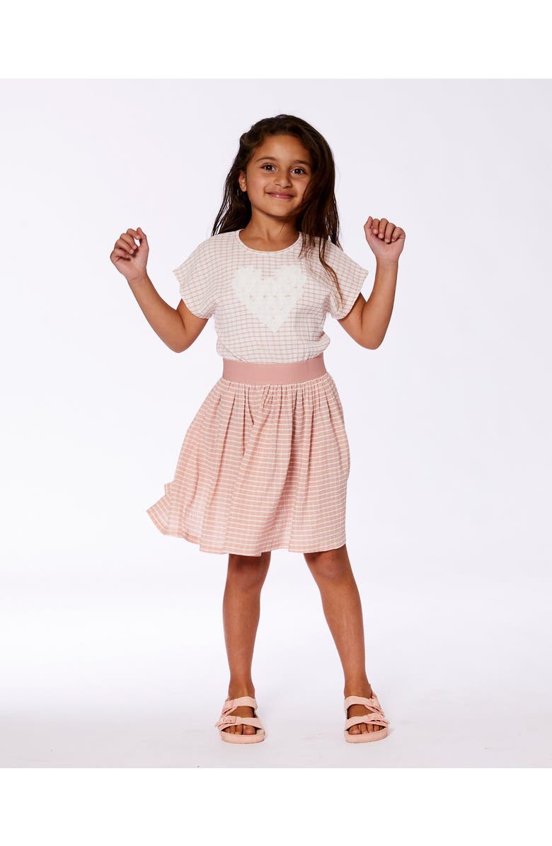 Deux par Deux Little Girl's Crinkle Dress With Applique Light Old Pink, Alternate, color, 