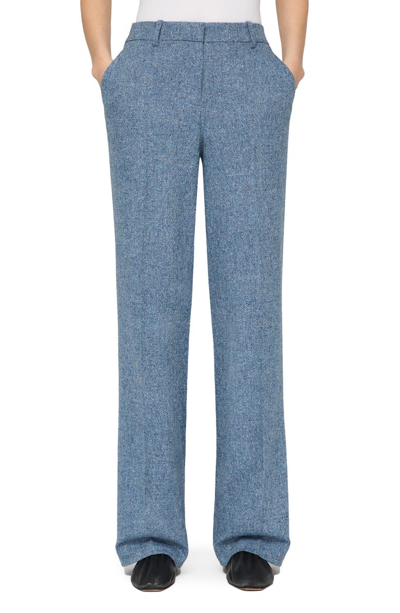 Lafayette 148 New York Gates Donegal Tweed Straight Leg Pants, Main, color, Bluebell Multi