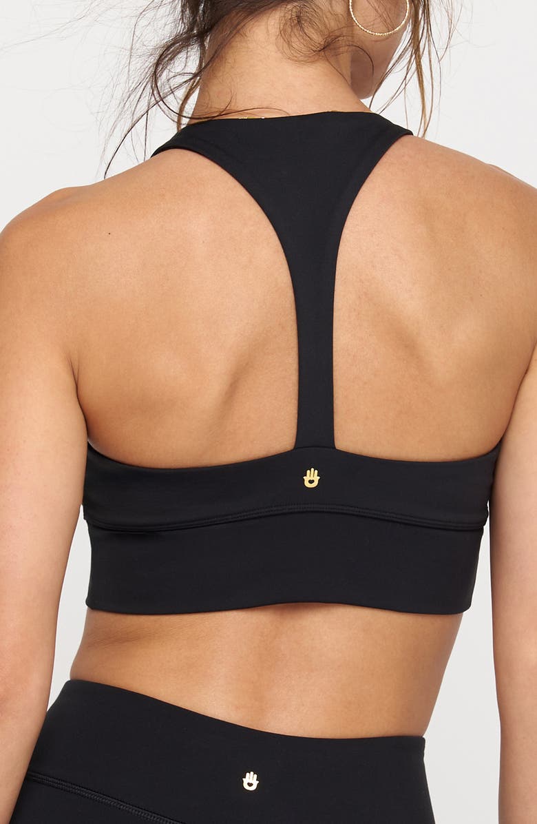 Spiritual Gangster Evie Wrap Front Sports Bra, Alternate, color, Black