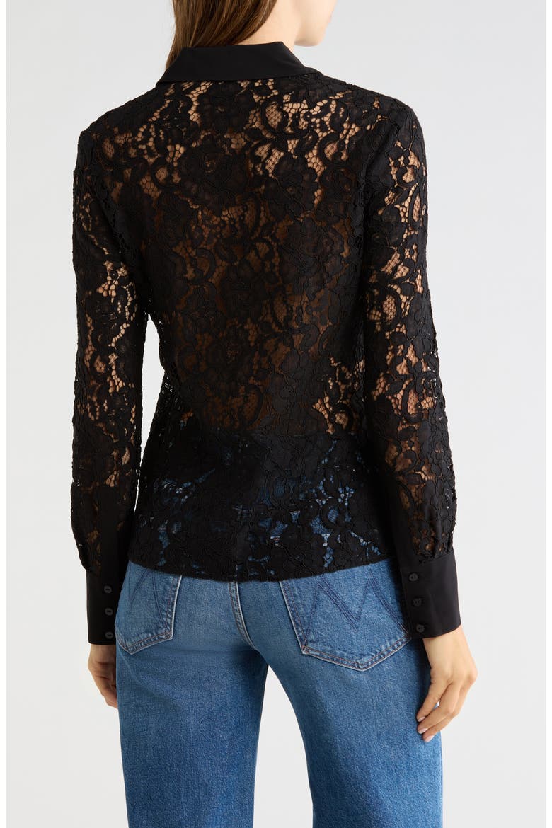 Maia Lace Button-Down Shirt, Alternate, color, BLACK