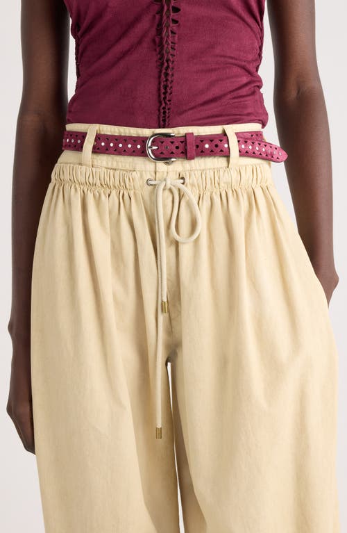 Isabel Marant Ohen Perforated Leather Belt In Raspberry 40ry