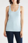 Eileen Fisher Slim Fit Scoop Neck Stretch Cotton Tank