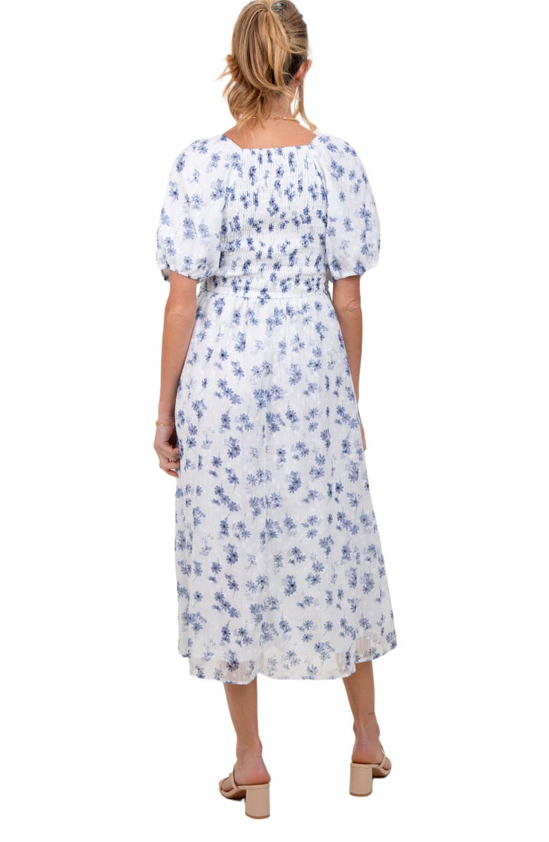 PinkBlush Floral Smocked Bodice Midi Dress, Alternate, color, Blue