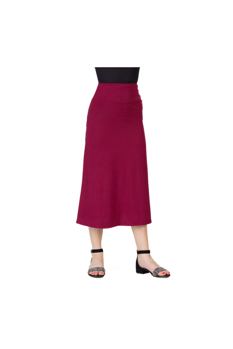 Elastic Waistline Maxi Skirt, Main, color, Wine