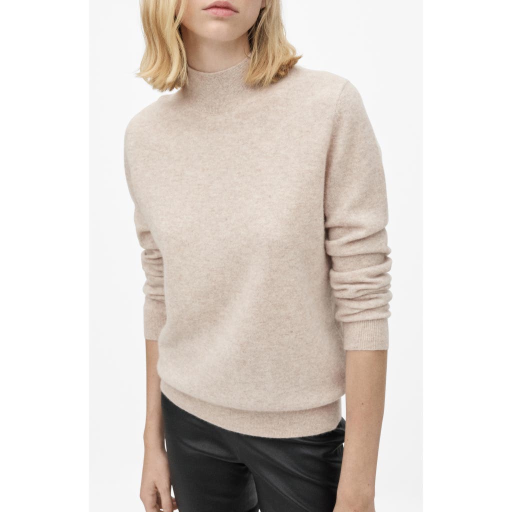 Mango Cashmere Mock Neck Sweater In Light/pastel Grey