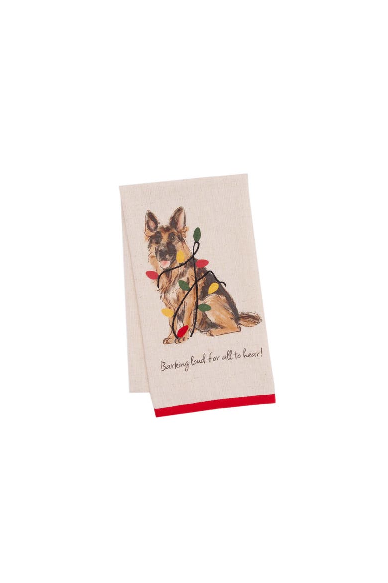 Barking German Shepherd Pet Christmas Towel, Main, color, Yellow