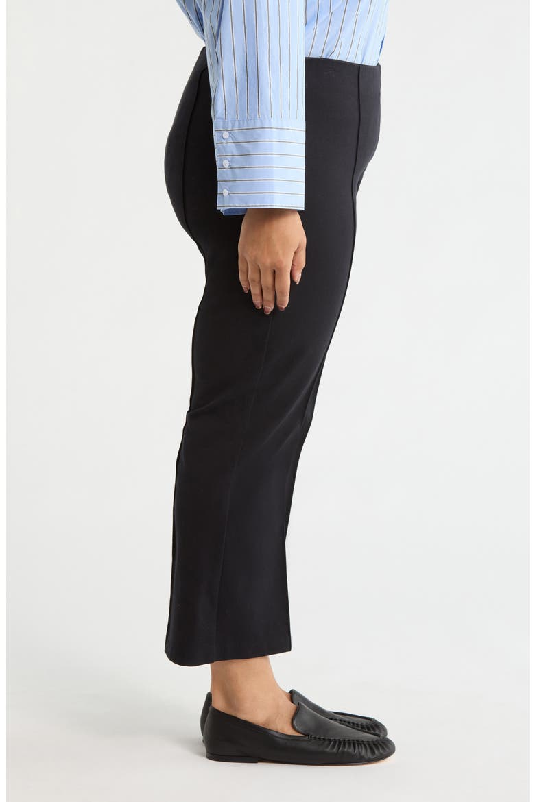 Pintuck Stretch Cotton Crop Flare Leg Pants, Alternate, color, BLACK