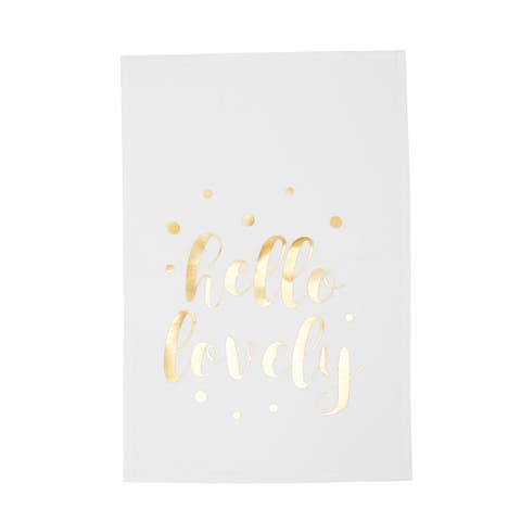 Gold Glamourous Glam "Hello Lovely" Printed Valentine's Day Dishtowel