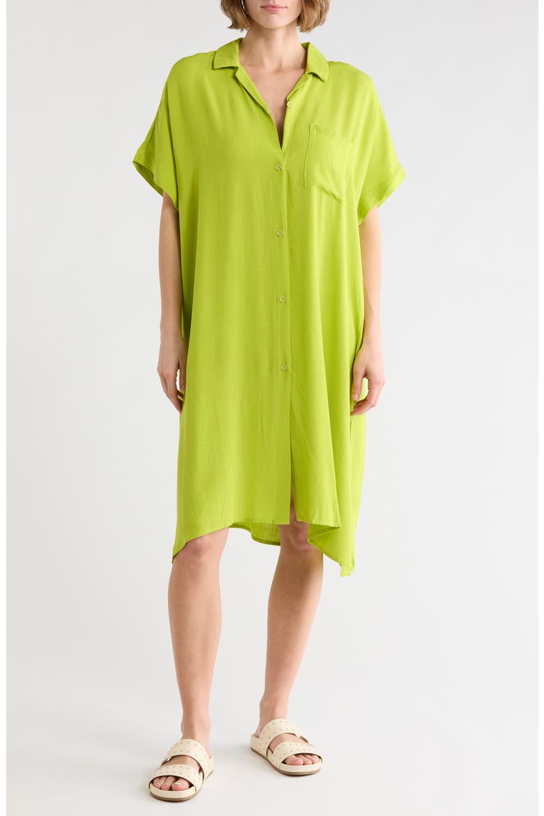Everyday Button-Down Beach Cover-Up Tunic, Main, color, OLIVE CITRON