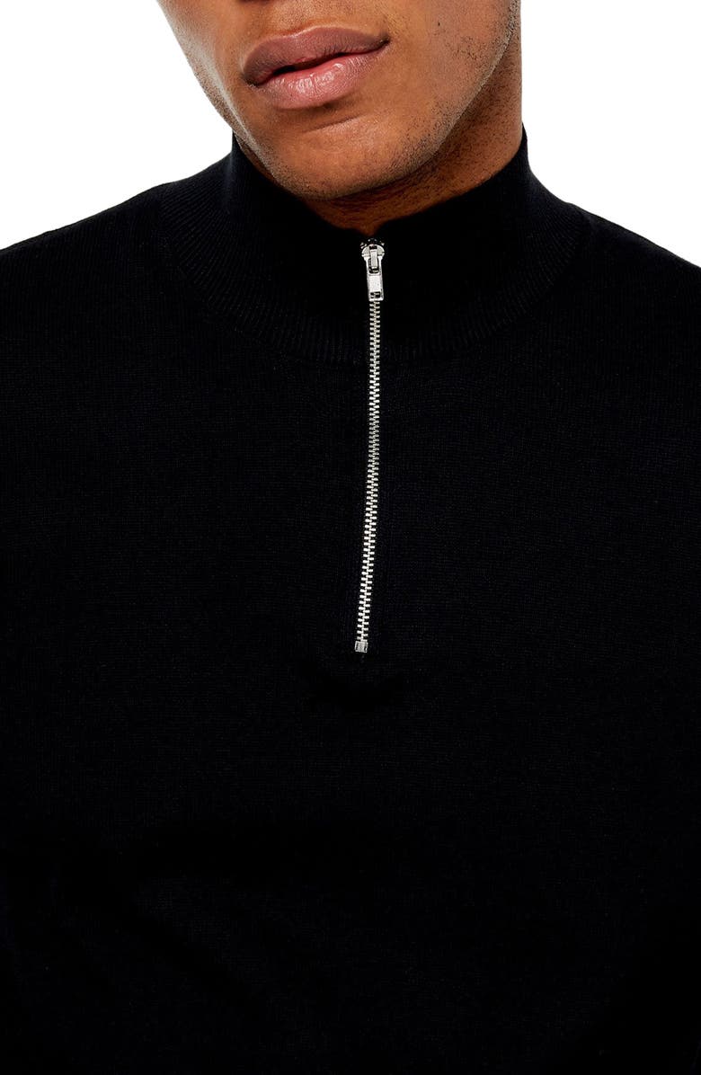 Topman Classic Fit Quarter-Zip Mock Neck Sweater, Alternate, color,