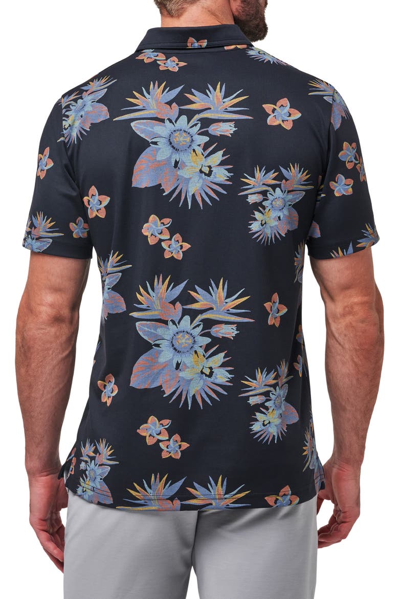 Secluded Island Floral Piqué Polo, Alternate, color, BLACK