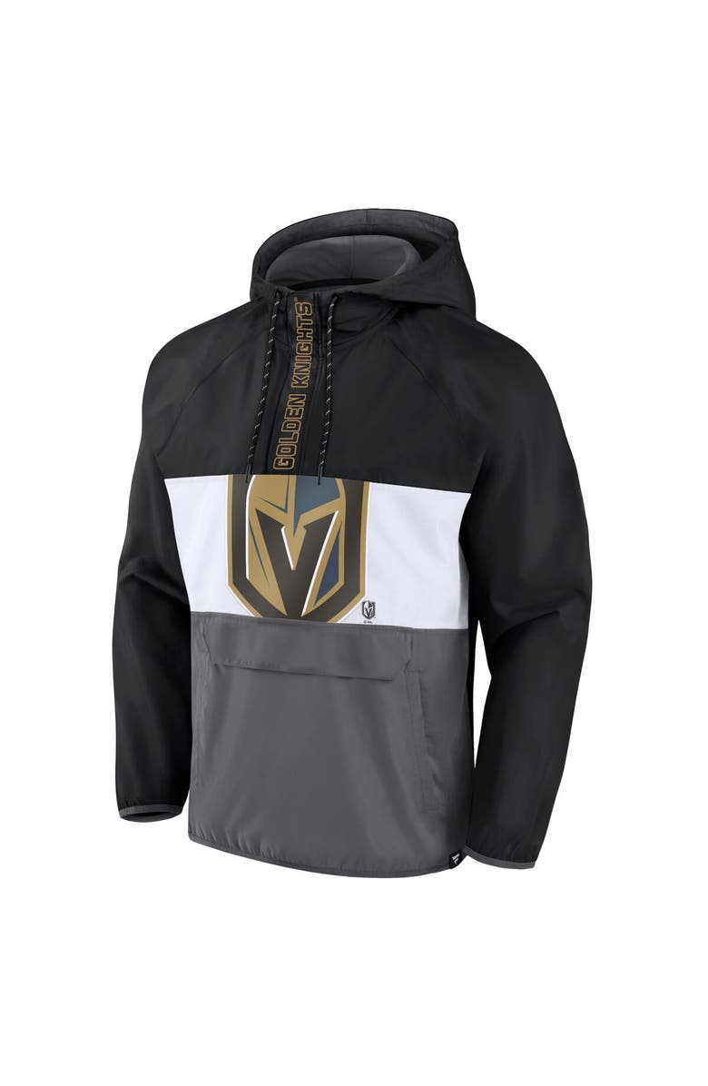 FANATICS Men's Fanatics Branded Black Vegas Golden Knights Flagrant Foul Anorak Raglan Half-Zip Hoodie Jacket, Alternate, color,