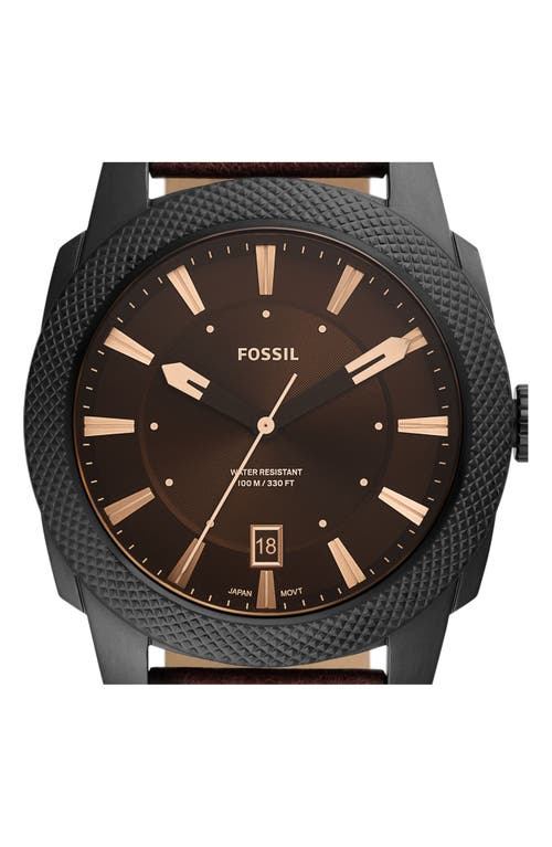 Fossil Men's Machine Quartz Brown Leather Strap Watch, 49mm In Brown