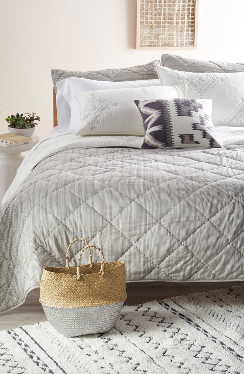 Levtex Two-Tone Metallic Straw Basket, Alternate, color,