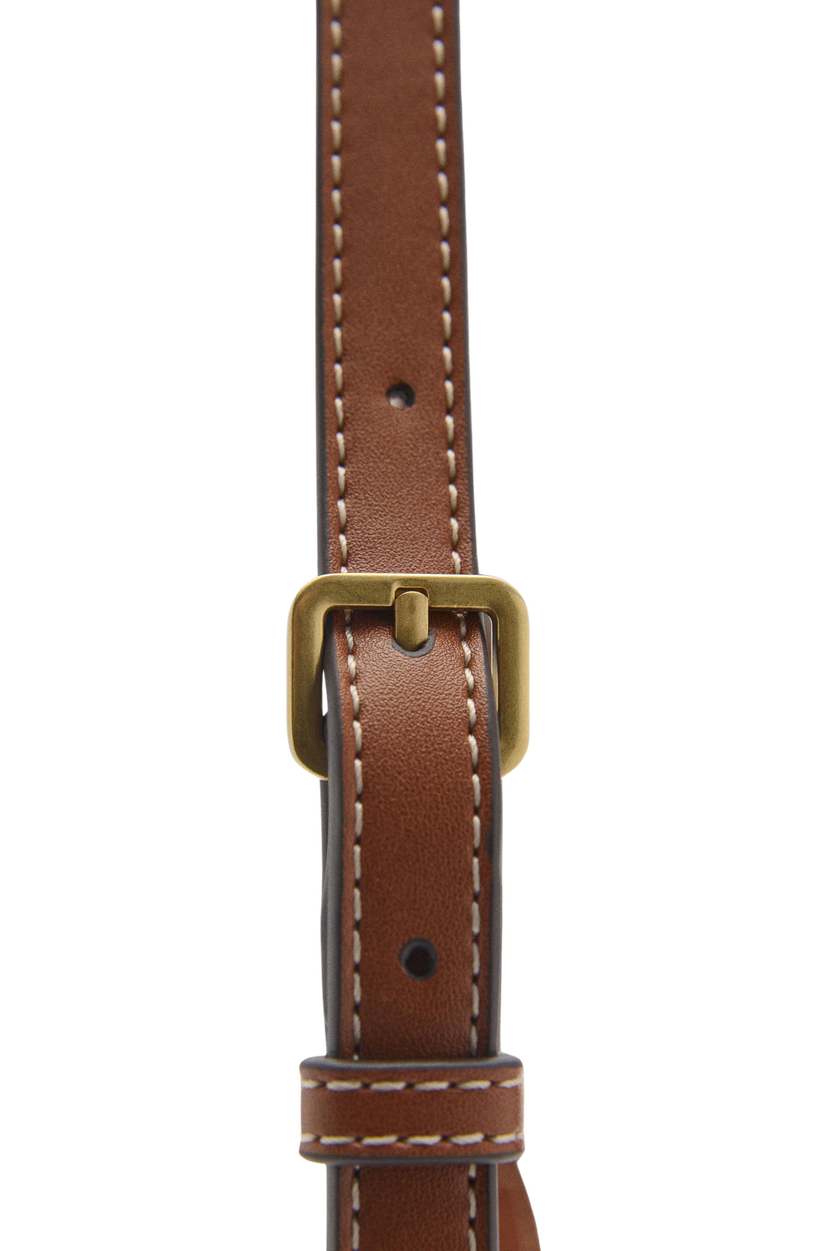 MANGO Oval Faux Leather Shoulder Bag, Alternate, color, Leather