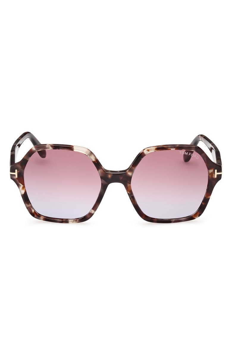 TOM FORD 56mm Geometric Sunglasses, Main, color, Colored Havana