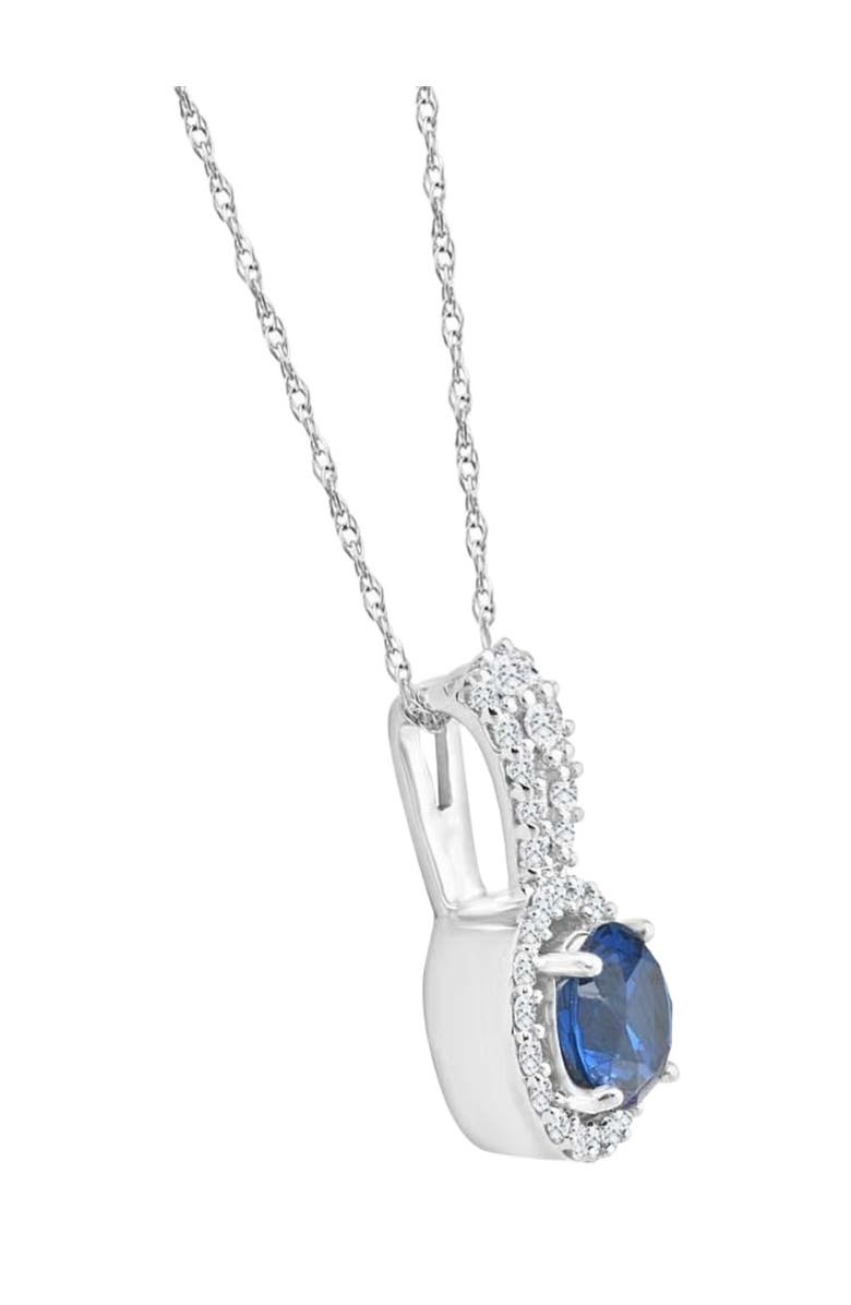 Bliss Diamond 1 1/2Ct TW Blue Sapphire Halo Diamond Pendant 10k Gold Women's Necklace, Alternate, color,