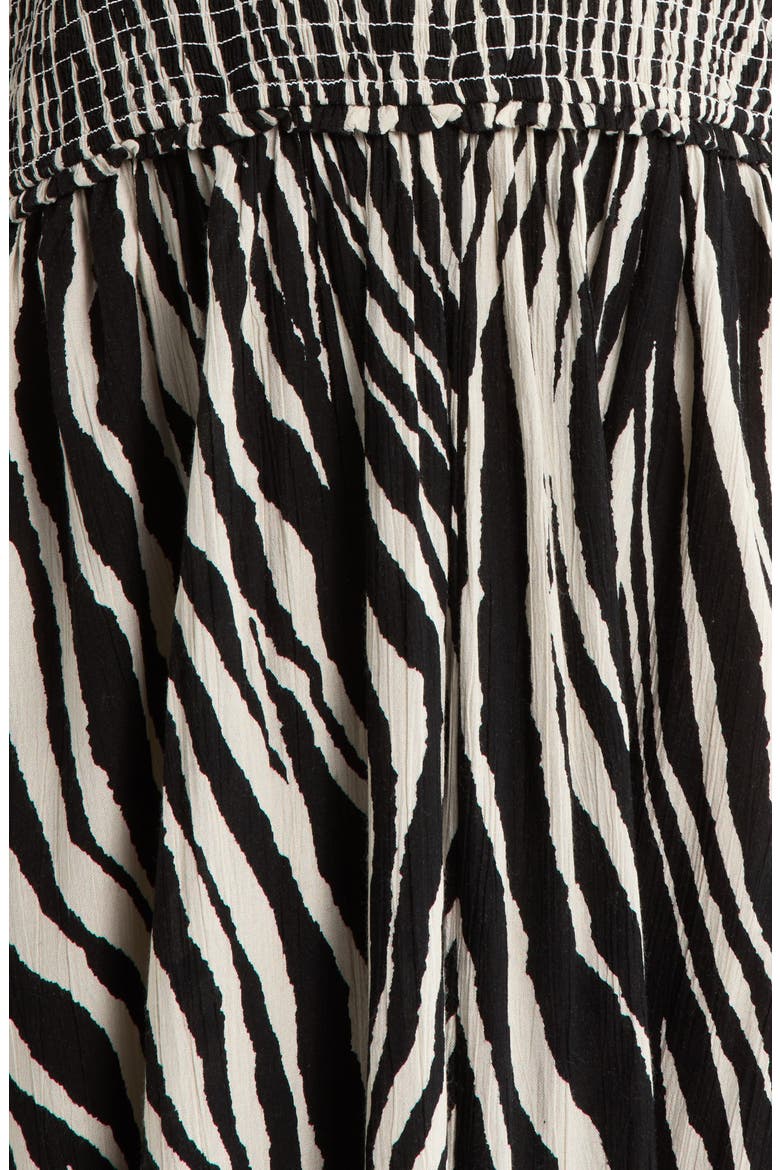 Halter Smocked Waist Maxi Cover-Up Dress, Alternate, color, BLACK ZEBRA