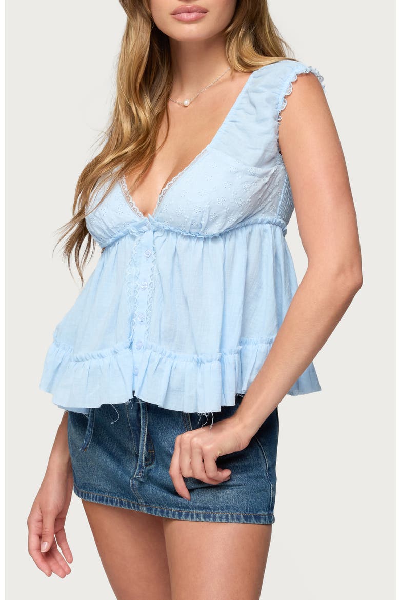 Gizelle Cotton Babydoll Top, Alternate, color, LIGHT-BLUE
