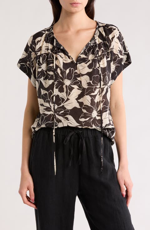 Smocked Trim Boxy Top